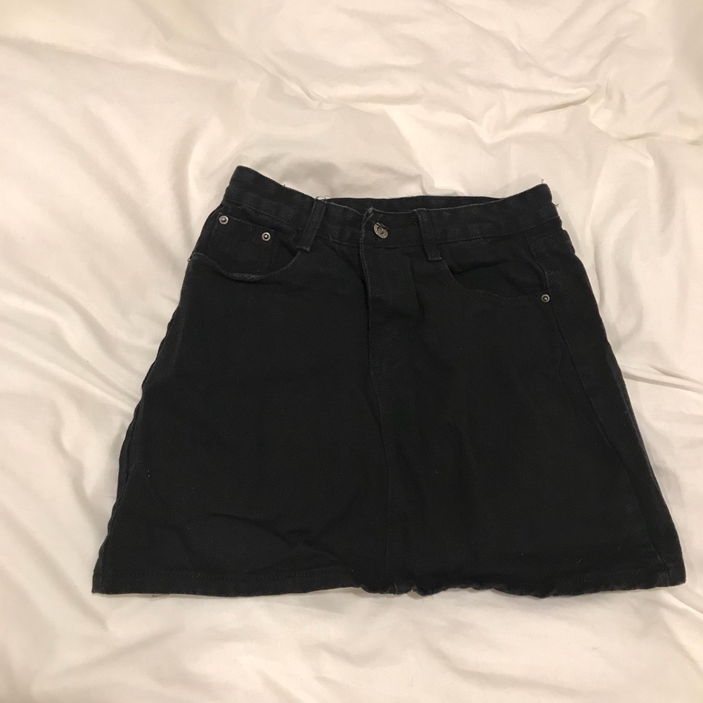 Black denim skirt